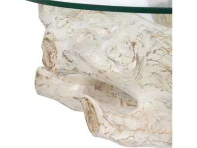 Round coffee table in wood and glass - TROPEA BLANCO