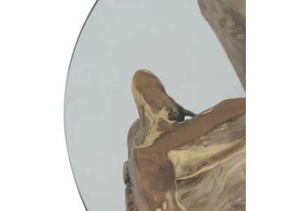 Table basse ronde en bois et verre - TROPEA