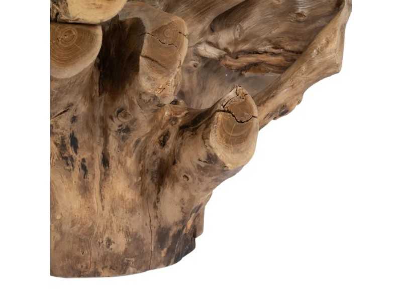 Mesa de centro redonda de madera y cristal - TROPEA