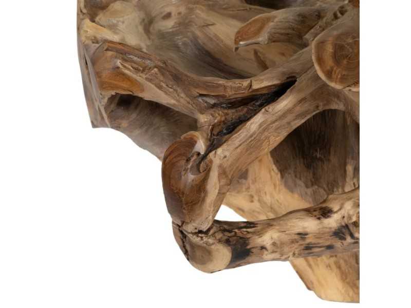 Round coffee table in wood and glass - TROPEA