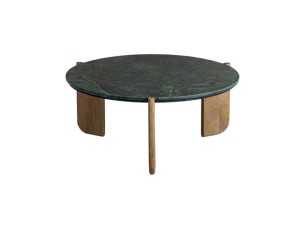 Table basse ronde en bois avec plateau en marbre - TERTE 2