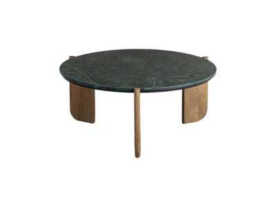 Table basse ronde en bois avec plateau en marbre - TERTE