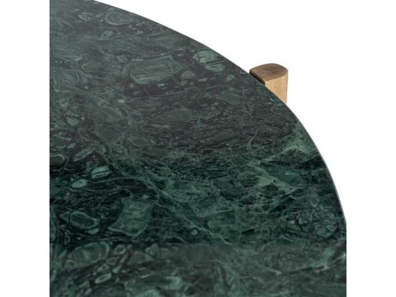 Round wooden coffee table with marble top - TERTE