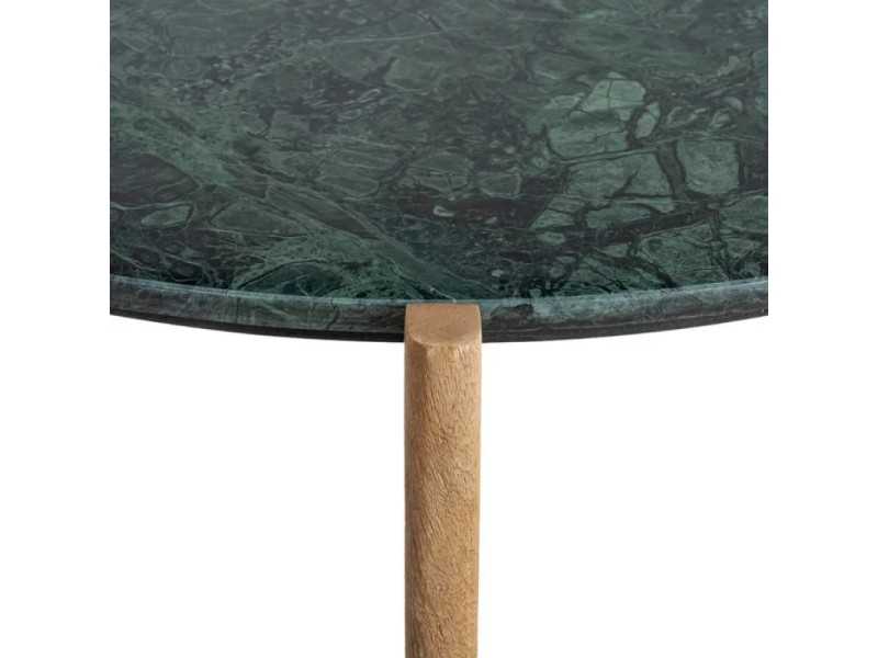Round wooden coffee table with marble top - TERTE