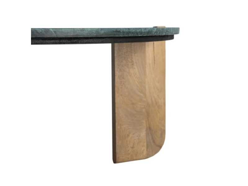 Table basse ronde en bois avec plateau en marbre - TERTE