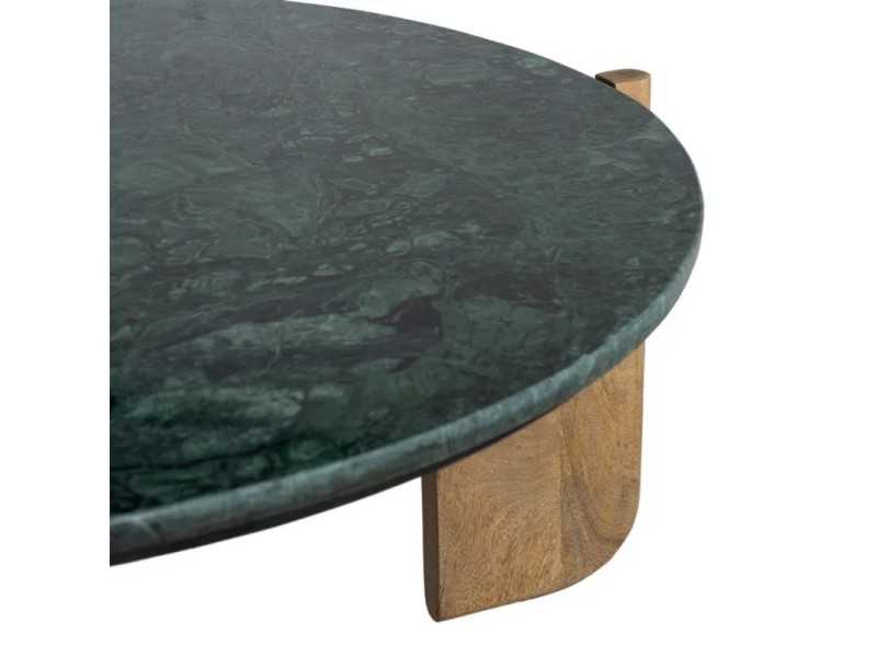 Table basse ronde en bois avec plateau en marbre - TERTE