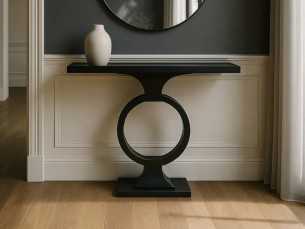 Modern design console table in steel and glass - CHARLOTTE