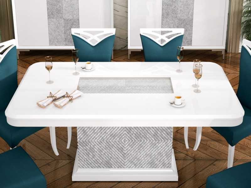 Table de salle à manger avec plateau fixe design et finition laquée - AUDRY