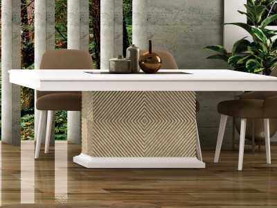 Dining table with a designer fixed top and lacquered finish - AUDRY