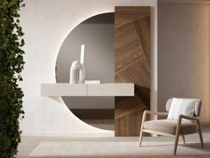 Mueble de entrada con cajones, espejo y luz led - ABRANO