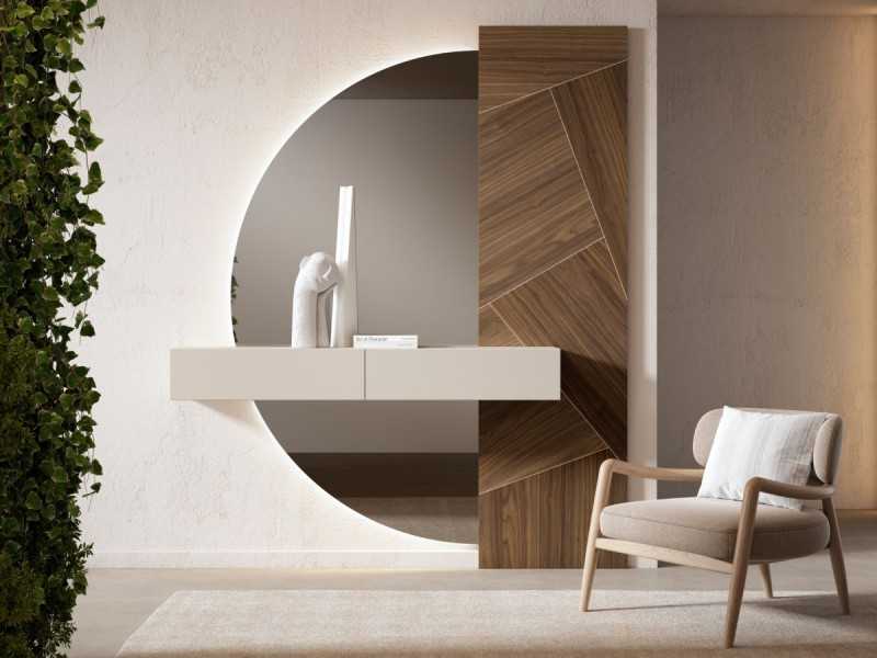 Mueble de entrada con cajones, espejo y luz led - ABRANO