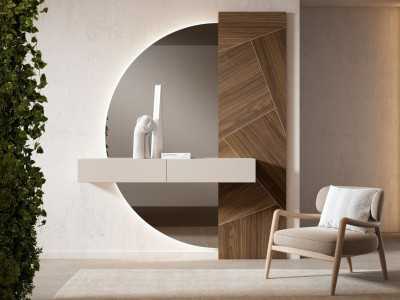 Mueble de entrada con cajones, espejo y luz led - ABRANO