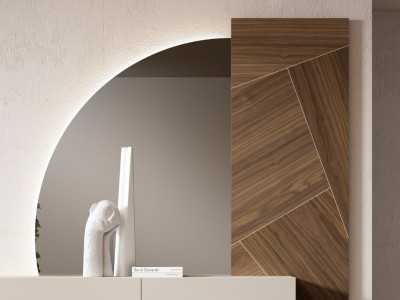 Entrance hall furniture with drawers, mirror and LED light - ABRANO