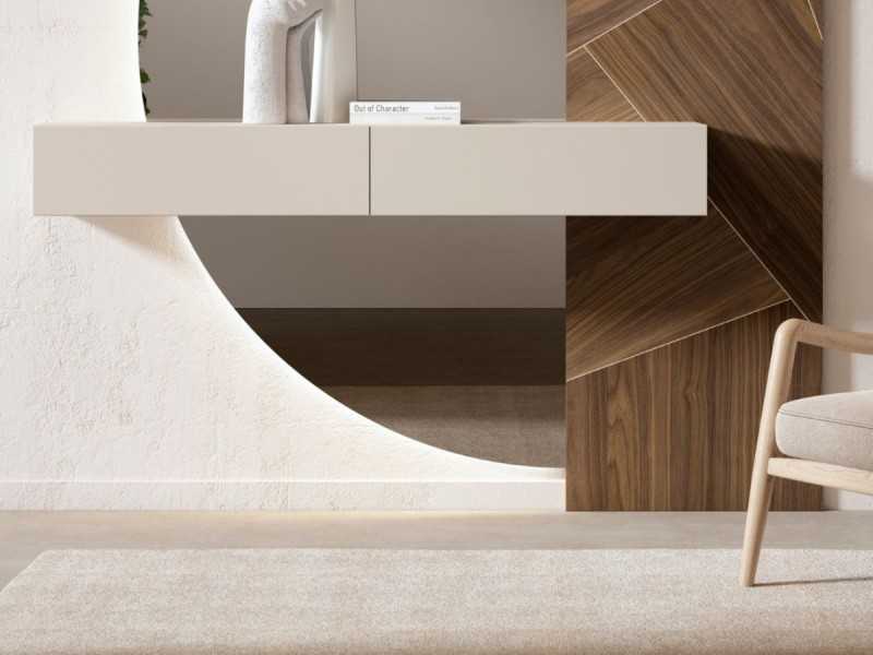 Mueble de entrada con cajones, espejo y luz led - ABRANO