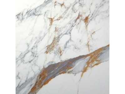 Round table with fixed porcelain marble top and stainless steel base - ABACO ROND