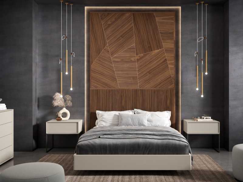 Lit design complet avec tête de lit XXL - ABRANO