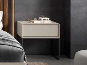 Bedside table with 1 drawer, lacquered finish and lacquered steel base - ABRANO 2