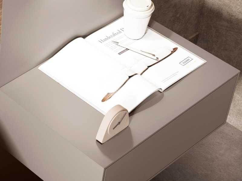 Bedside table with 1 drawer, lacquered finish and lacquered steel base - ABRANO