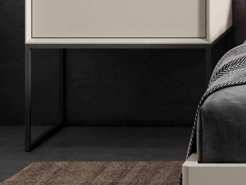 Bedside table with 1 drawer, lacquered finish and lacquered steel base - ABRANO