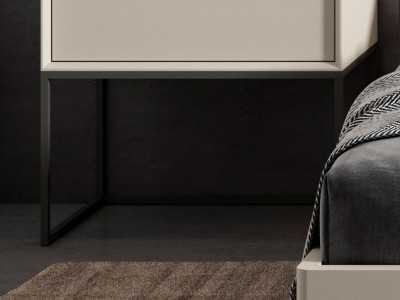 Bedside table with 1 drawer, lacquered finish and lacquered steel base - ABRANO