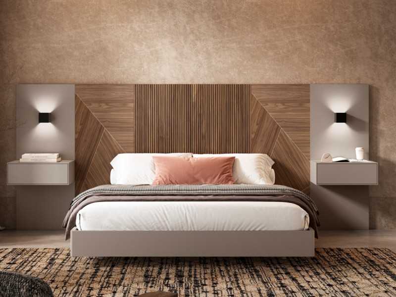 Cama completa de diseño XXL con mesitas de 1 cajón - ABÉLARD