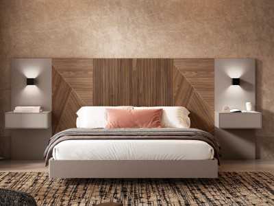 Cama completa de diseño XXL con mesitas de 1 cajón - ABÉLARD