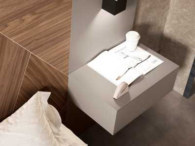 Cama completa de diseño XXL con mesitas de 1 cajón - ABÉLARD