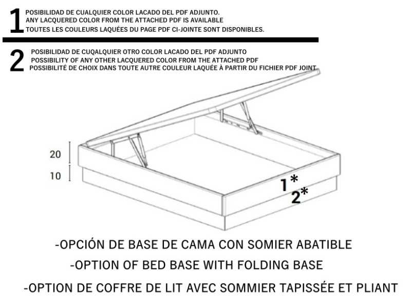 Complete designer bed with XXL headboard and 1 drawer bedside tables - ABÉLARD