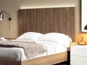 Headboard with front in American walnut and led light - BERGEN