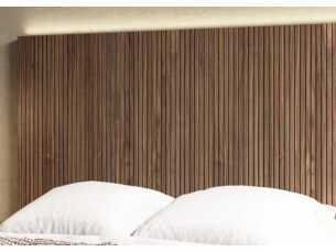 American walnut slatted headboard and LED light - BERGEN 2