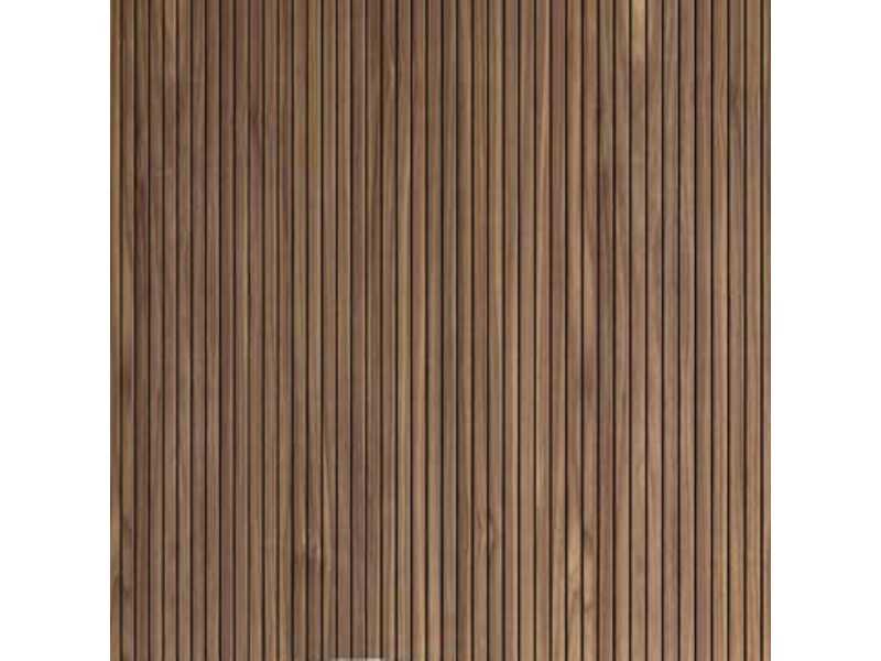 Complete bed in American walnut veneer, LED light and floating bed base - BERGEN