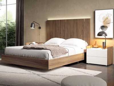 Wooden and lacquered bedside table with 2 drawers - BERGEN