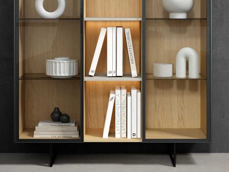 Vitrina expositora con 2 puertas de cristal y hueco central - AGOSTINO