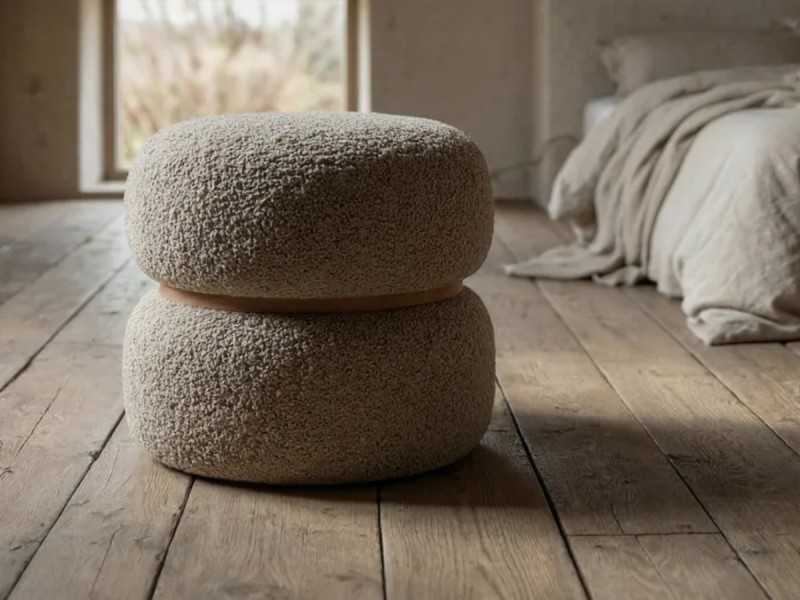 Pouf design tapissé - LUX TAUPE