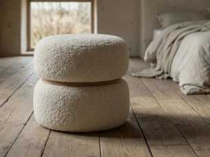 Pouf de diseño tapizado - LUX CREMA