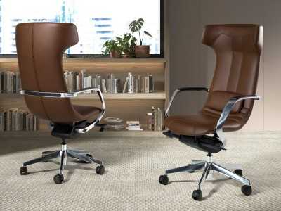 Designer swivel office chair - PARIS MARRÓN