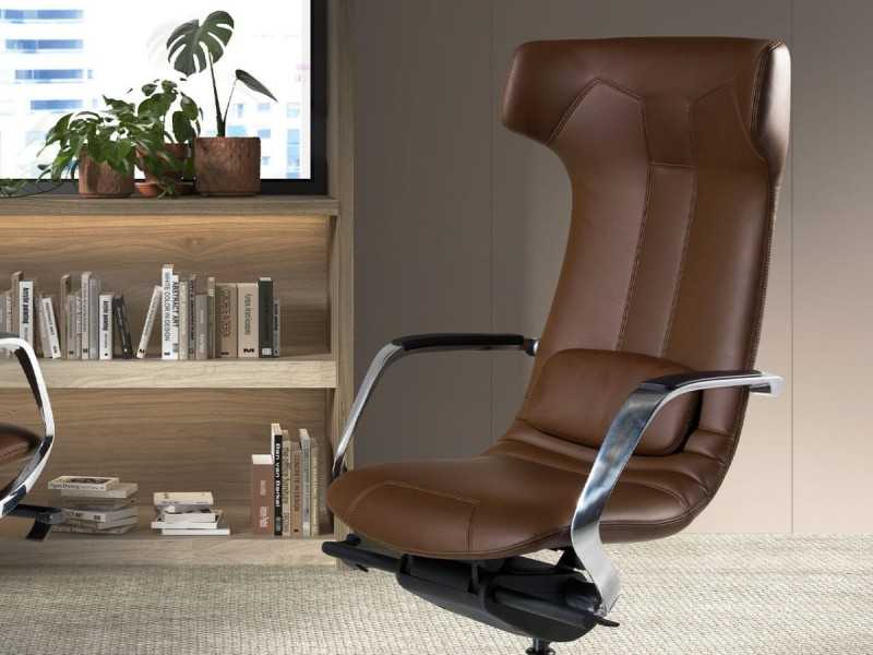 Designer swivel office chair - PARIS MARRÓN