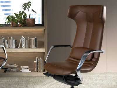Designer swivel office chair - PARIS MARRÓN