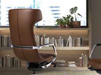 Designer swivel office chair - PARIS MARRÓN
