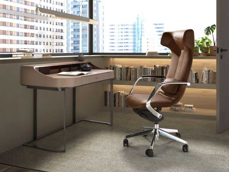 Designer swivel office chair - PARIS MARRÓN