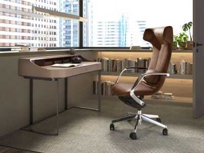 Designer swivel office chair - PARIS MARRÓN