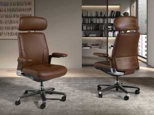 Designer swivel office chair - ABIGAIL MARRÓN