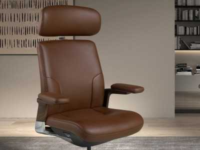 Fauteuil de bureau pivotant design - ABIGAIL MARRÓN