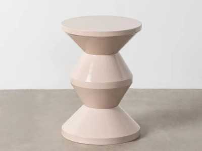 Lacquered designer side table - ALPHA CRÈME