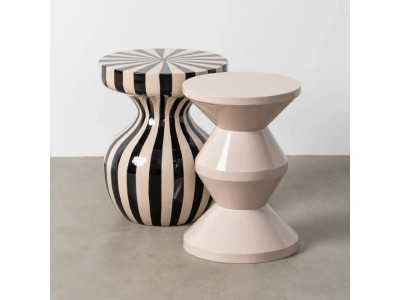 Lacquered designer side table - ALPHA CRÈME