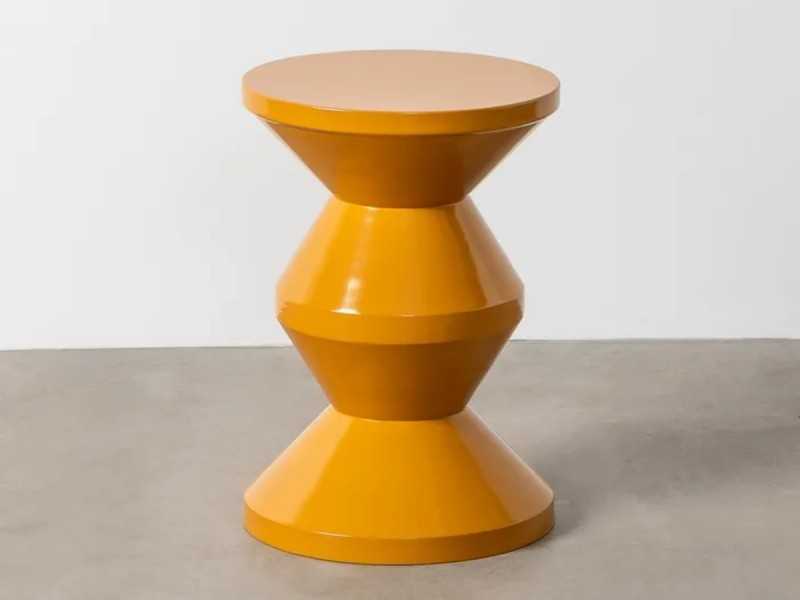 Lacquered designer side table - ALPHA MOUTARDE