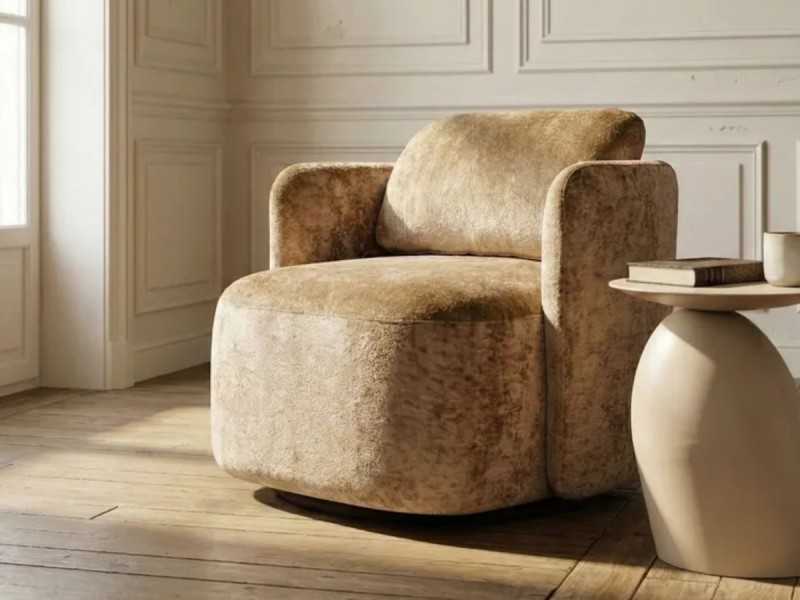 Sillón giratorio de diseño moderno - AIKO BEIGE