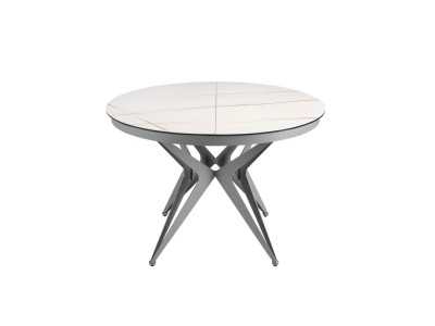 Table ronde extensible avec plateau en céramique et piètement en acier inoxydable - ADELYN