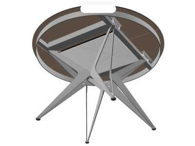 Extendable round table with ceramic top and stainless steel base - ADELYN