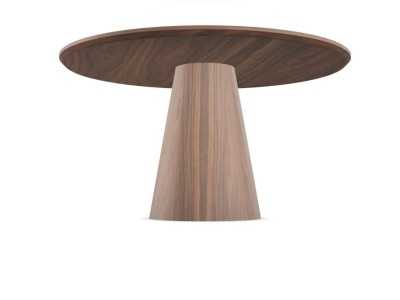 Mesa de comedor redonda en madera de nogal y plato giratorio - DERBY